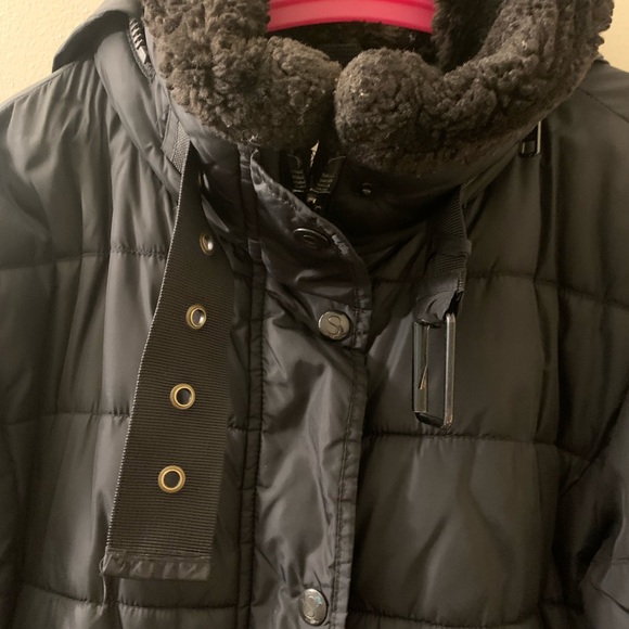 S13/NYC Mercer Puffer Coat with retractable Hood and Fur Trim Black Medium - Picture 6 of 14